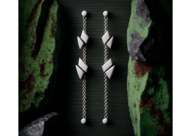 EARRINGS freemind_hanging_silver_chains_stud_earrings